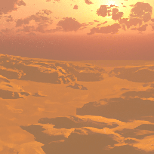 נוף פנורמי של השמש השוקעת מעל מדבר הנגב, מטילה גוון זהוב על דיונות החול.