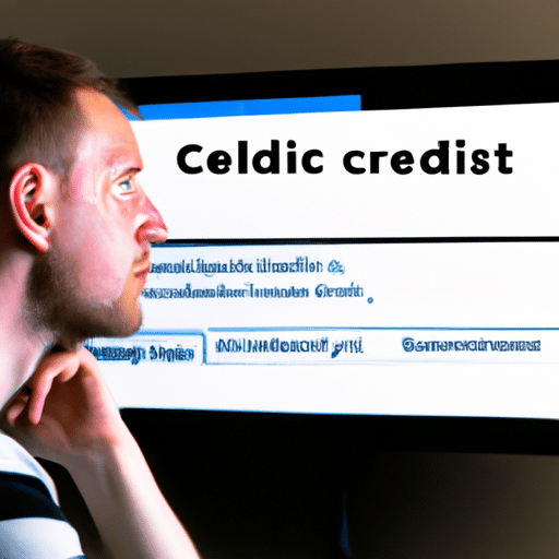 אדם תמה מסתכל על מסך מחשב המציג פרטי אשראי של אתר אינטרנט.